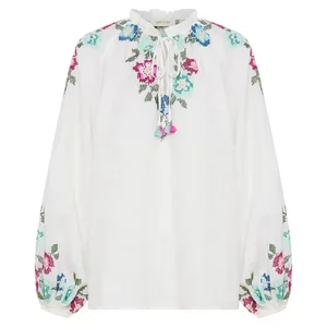 Custom Printed Women's Casual Housewear Linen Rayon Long Sleeve Button-Down Shirt Beachwear Housewear Shirt 2 Piece Set Shorts