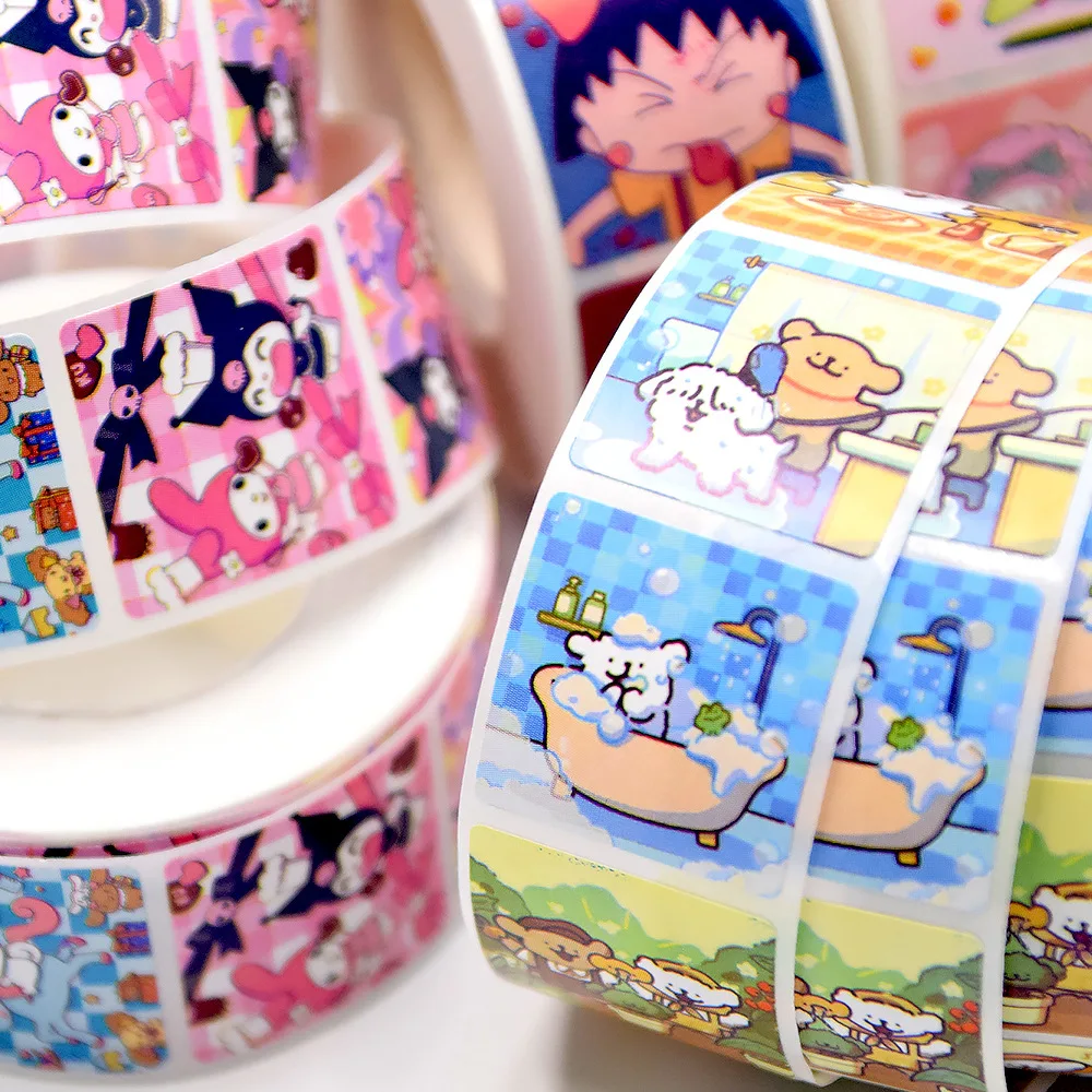 20mm Cartoon Animal Sanrio Roll Stickers 500pcs Anime Cute Kuromi Kitty ...