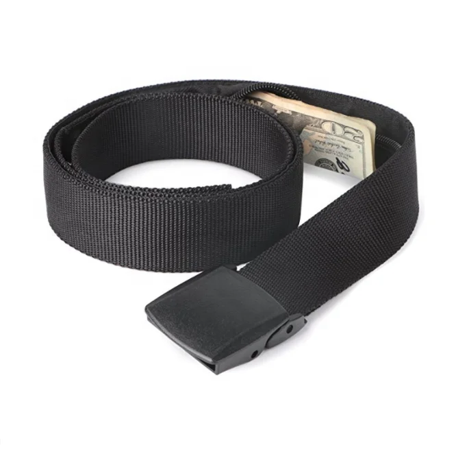 Travel Security Nylon Canvas Belt With Hidden Money Pocket Cashsafe Anti-Theft Wallet