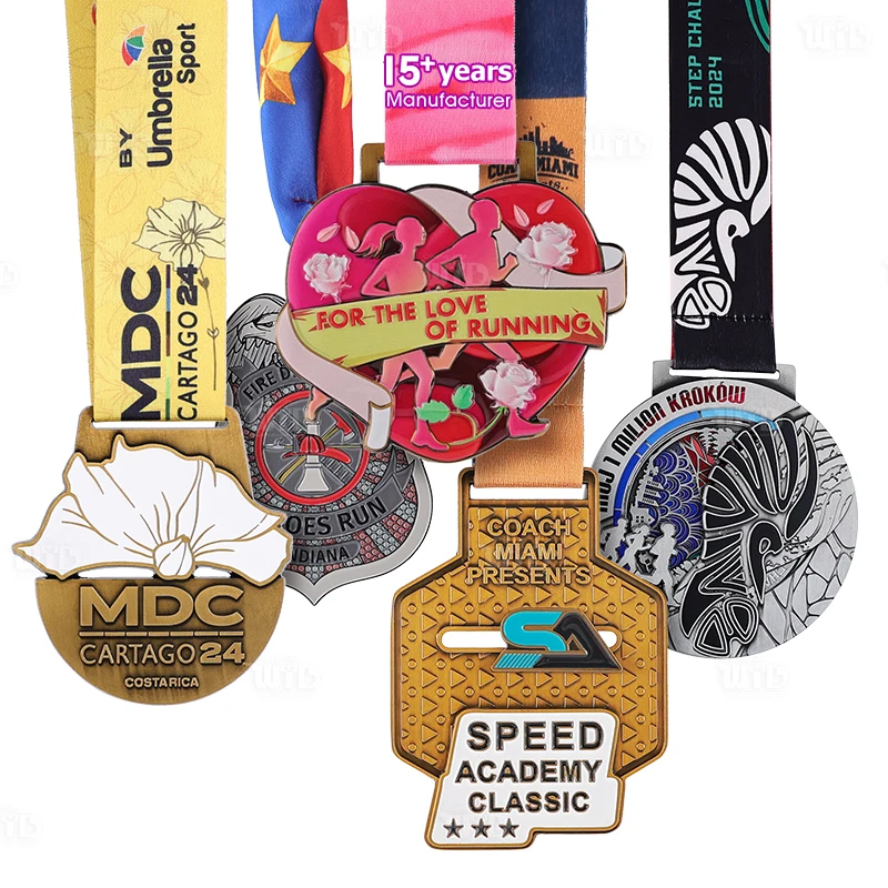 Grátis, Crie Sua Própria Medalha Personalizada com Fitas, Medalha de Conclusão para Corrida em Trilha Divertida, Medalha Esportiva de Maratona de Alta Qualidade