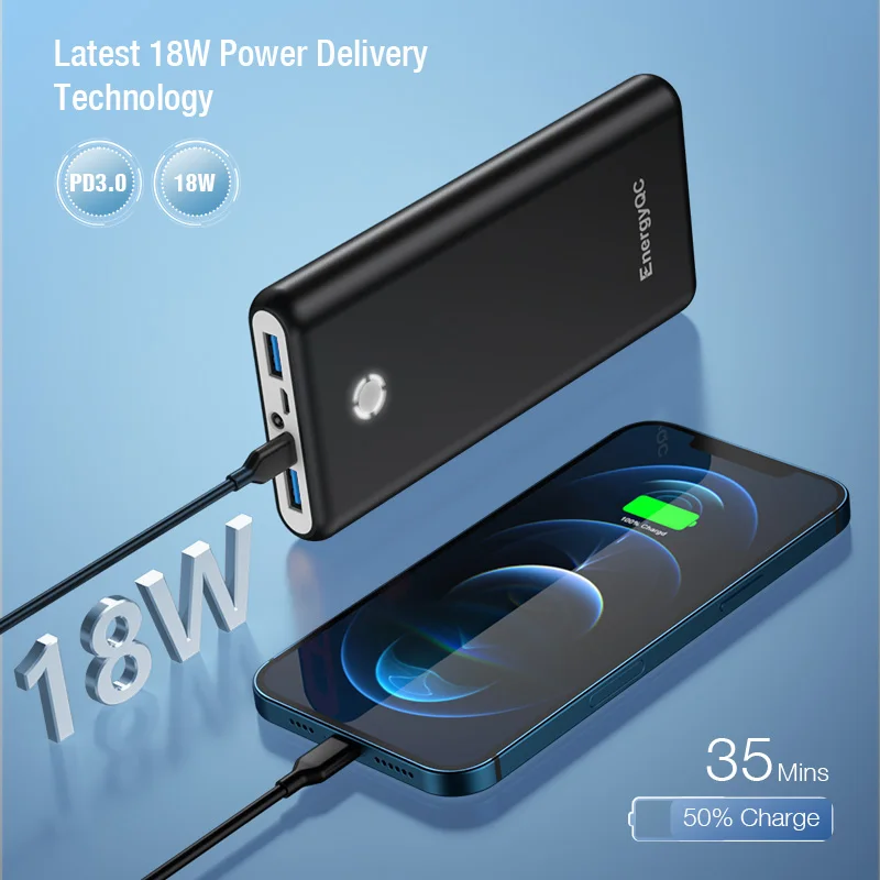 Fast Charging Mobile Power Bank 20000mah 18w Usb C Input Output Power ...