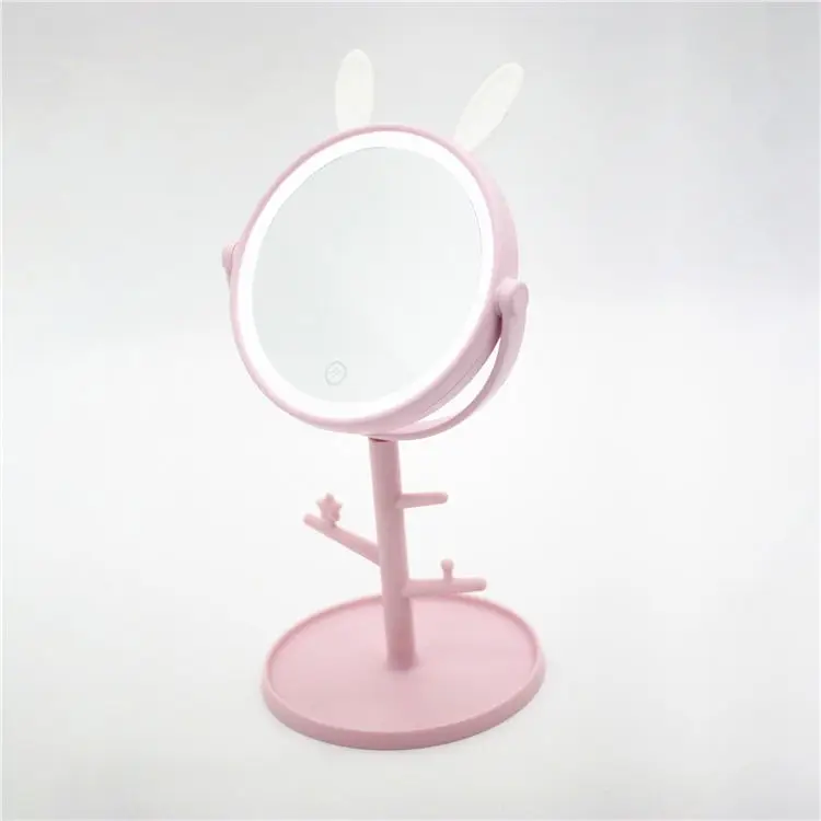 Dual Power Supply LED Make up Mirror with Stand Rabbit Ear Shaped Mirror
