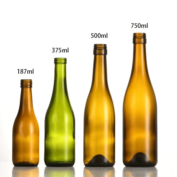 187ml 375ml 500ml 750ml Glass Beer Wine Bottles Amber Green Vodka Seal Wine Empty Glass Bottle