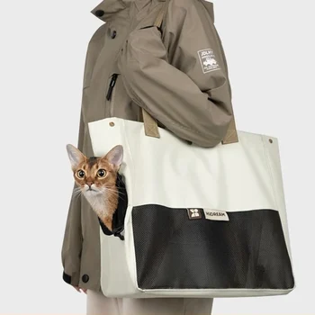 Lightweight Portable Pet Travel Bag Small Dog or Cat Backpack with Button Closure for Outings or Travel