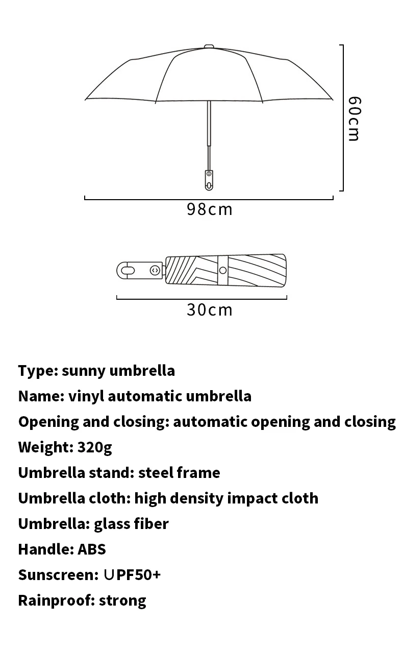 Automatic Locking Umbrella Creative Ring Buckle Simple Black Glue ...