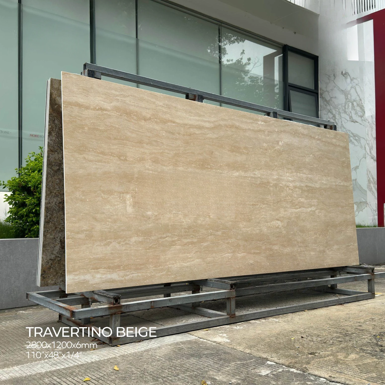 Natural Beige Travertine Big Slab 1.8cm Tumbled Modern Luxury for Flooring and Wall Cladding