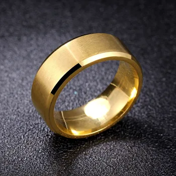 8mm gold plated Titanium Ring for Men Women Wedding Engagement Band Finish Comfort Fit