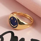Gold Plated Colorful Rings Ring Gold Plated Colorful Enamel Rings With Cute Smiling Face Jewelry For Gifts