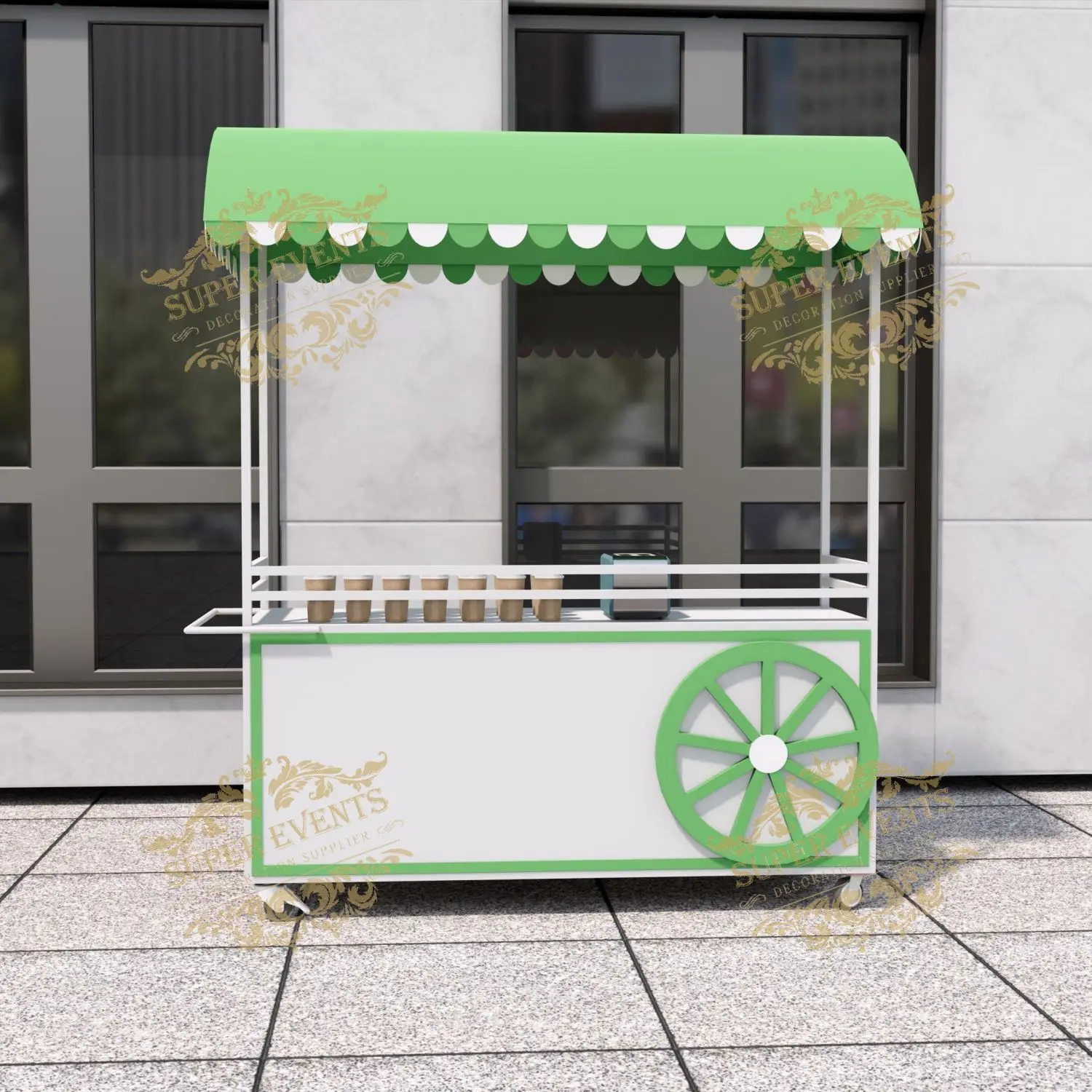 Artga Custom Logo Event Decoration Mobile Ice Cream Push Cart Food Truck Trolley Food Cart Can Be Moved Party Flower Candy Cart