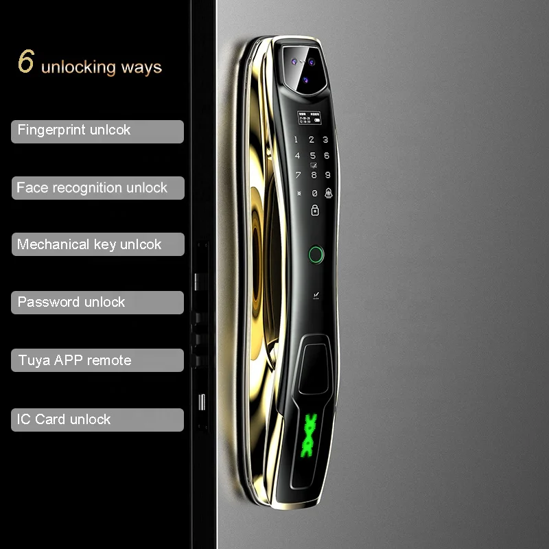 Goking Gold Smart Lock for Security Door Tuya Automatic Biometric Lock Rfid Card Smart Door Lock Keyless Tuya Wifi Fingerprint