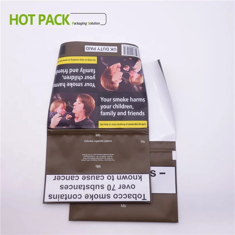 Printed Rolling Tobacco Pouch / Empty Hand Rolling Tobacco Bag with Zipper  Golden Leaf Tobacco Pouches