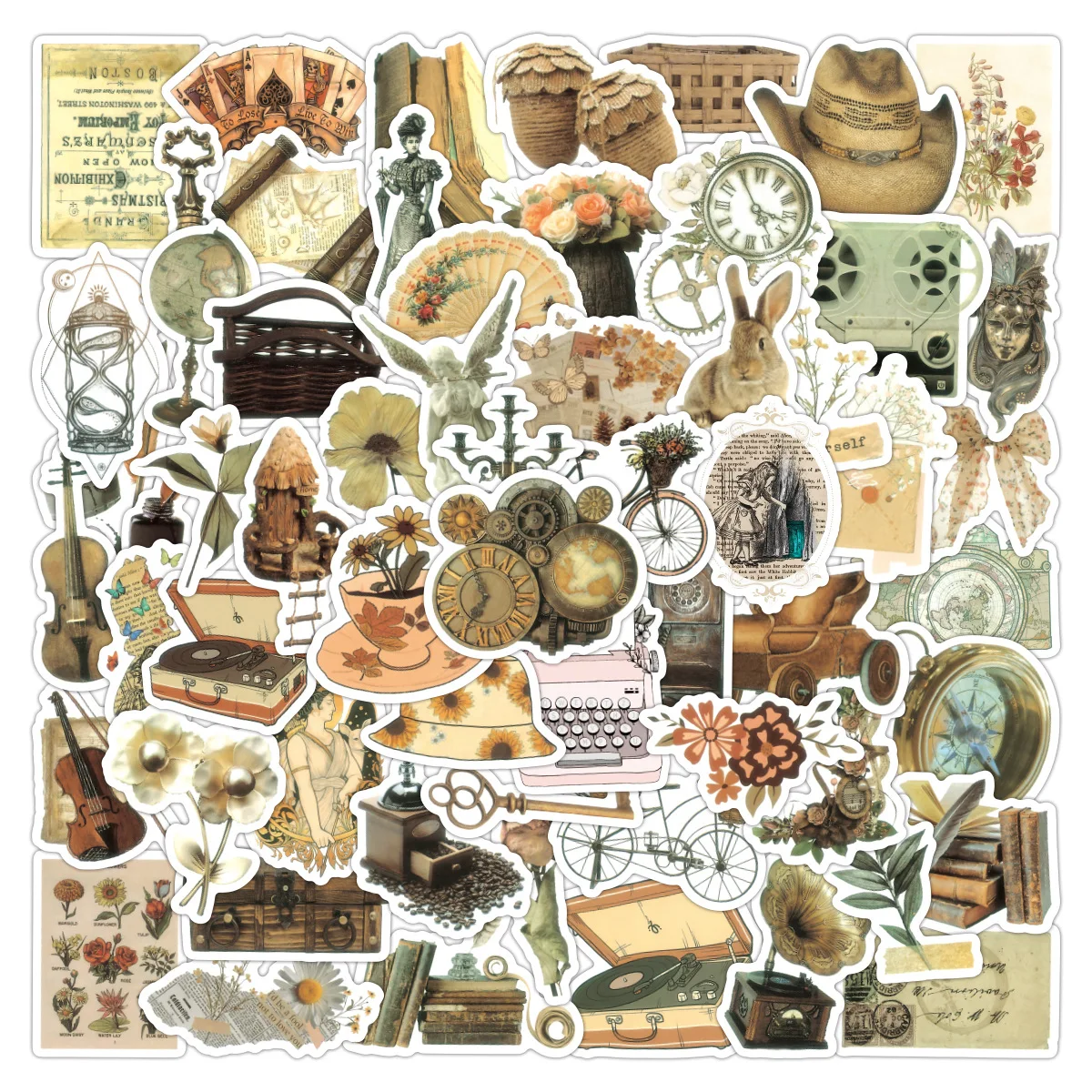 60Pcs Old Time Retro Aesthetic Graffiti Stickers for Album Scrapbook ...