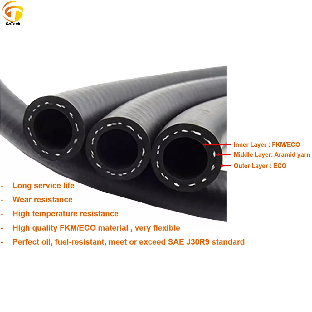 Factory Supply Sae J30r9 Oil Resistance Fkm/eco Material Fuel Hoses For