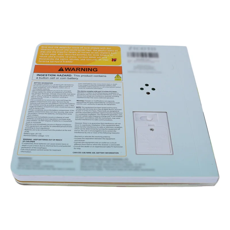 product custom printing design learning animal sound book audio module sound board book for kids-4