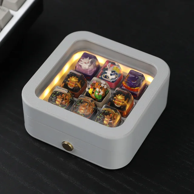 2025 MG Artisan Keycaps Storage Case with USB Lighting 3D Resin Animal Custom Keycaps for Mechanical Keyboard