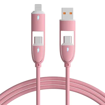 PD12W 60W USB-C Fast Charging Cable 4-in-1 Multifunction 12V Data Nylon Jacket Lightening Connectors iOS Mobile Computers