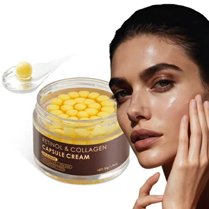 Custom Logo Golden Capsule Collagen Cream Hyaluronic Acid Retinol Face Cream Moisturizer for Evens Skin Tone Fade Spots