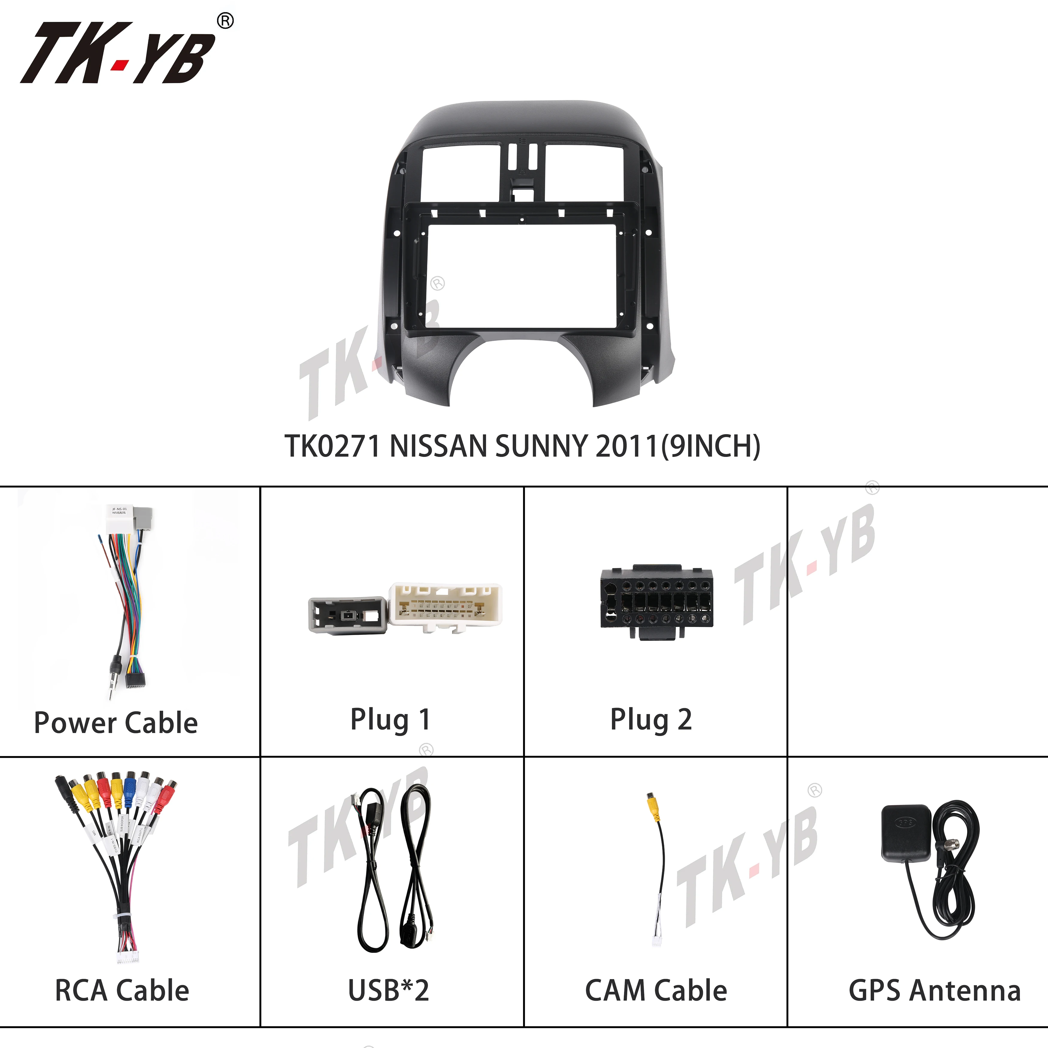TK-YB 9-Inch Car Navigation Panel for Nissan Sunny 2011-2013