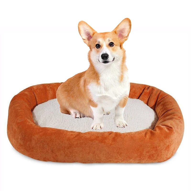 China manufacture plush eco friendly indestructible washable faux fur cute round donut nest pet cat dog beds