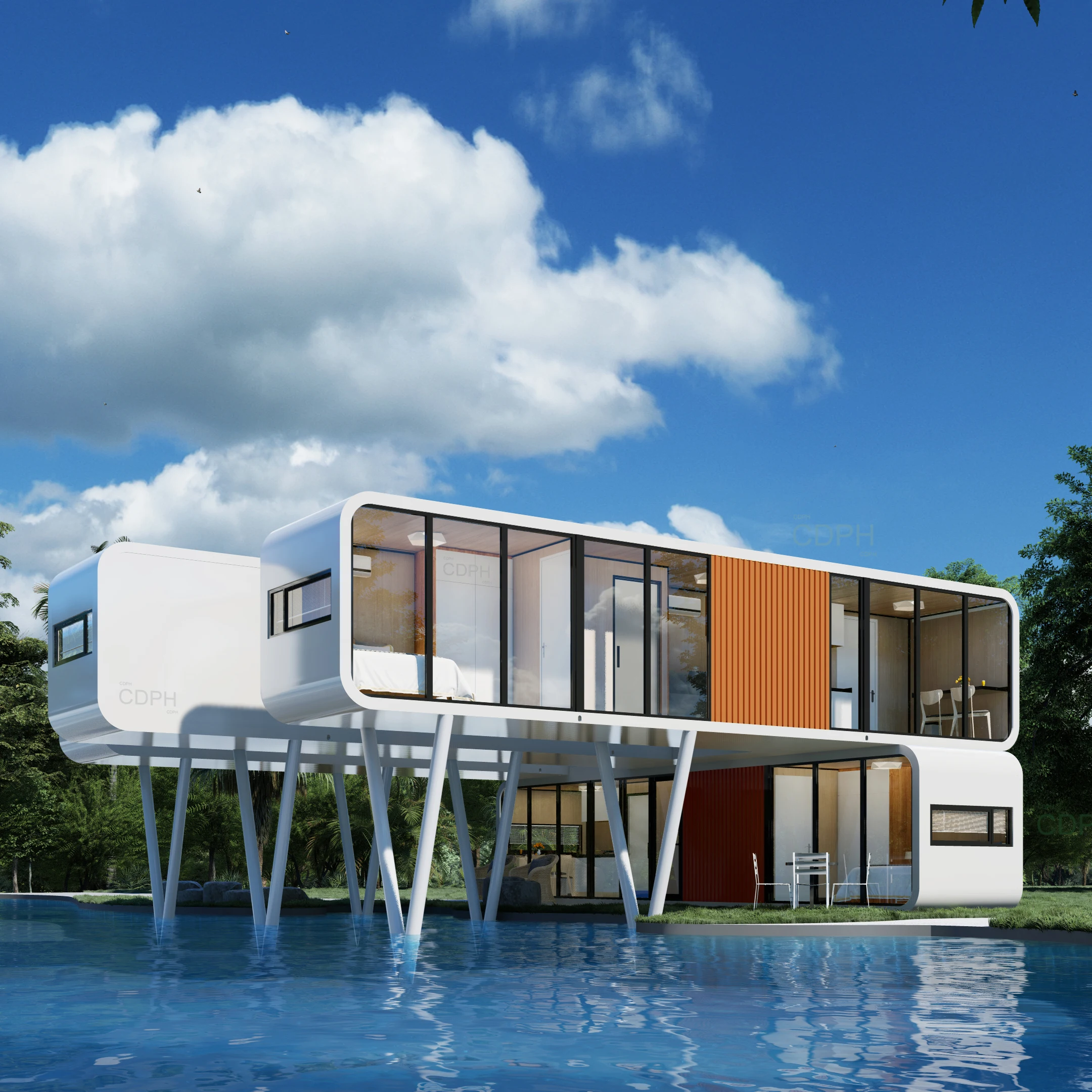 Modern Design Prefab Steel Container Home Detachable Living Room Garden Pod for Hotels or Sale as Apple Cabin