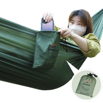 Single Portable Nylon Parachute Style Hammock Lightweight Cotton Rope Hanging Design for Outdoor Camping Hiking Travel