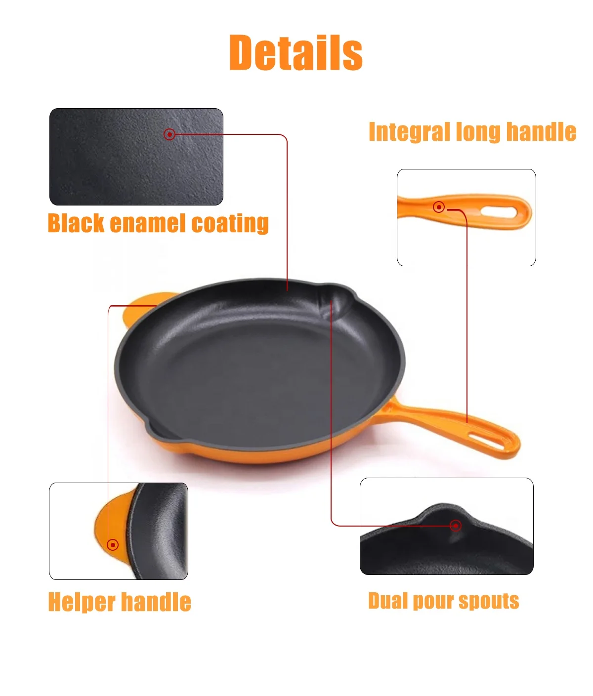 Chef's Classic Enameled Cast Iron 12 Inch Round Fry Pan Large Skillet