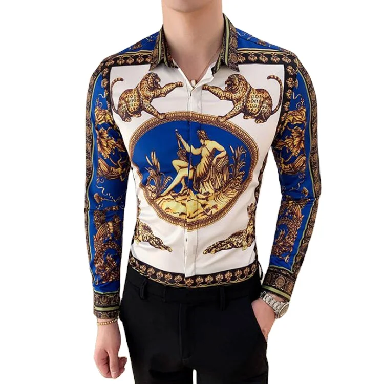 Men's Shirt Lapels Leopard Print Long Sleeve Tops Autumn Casual