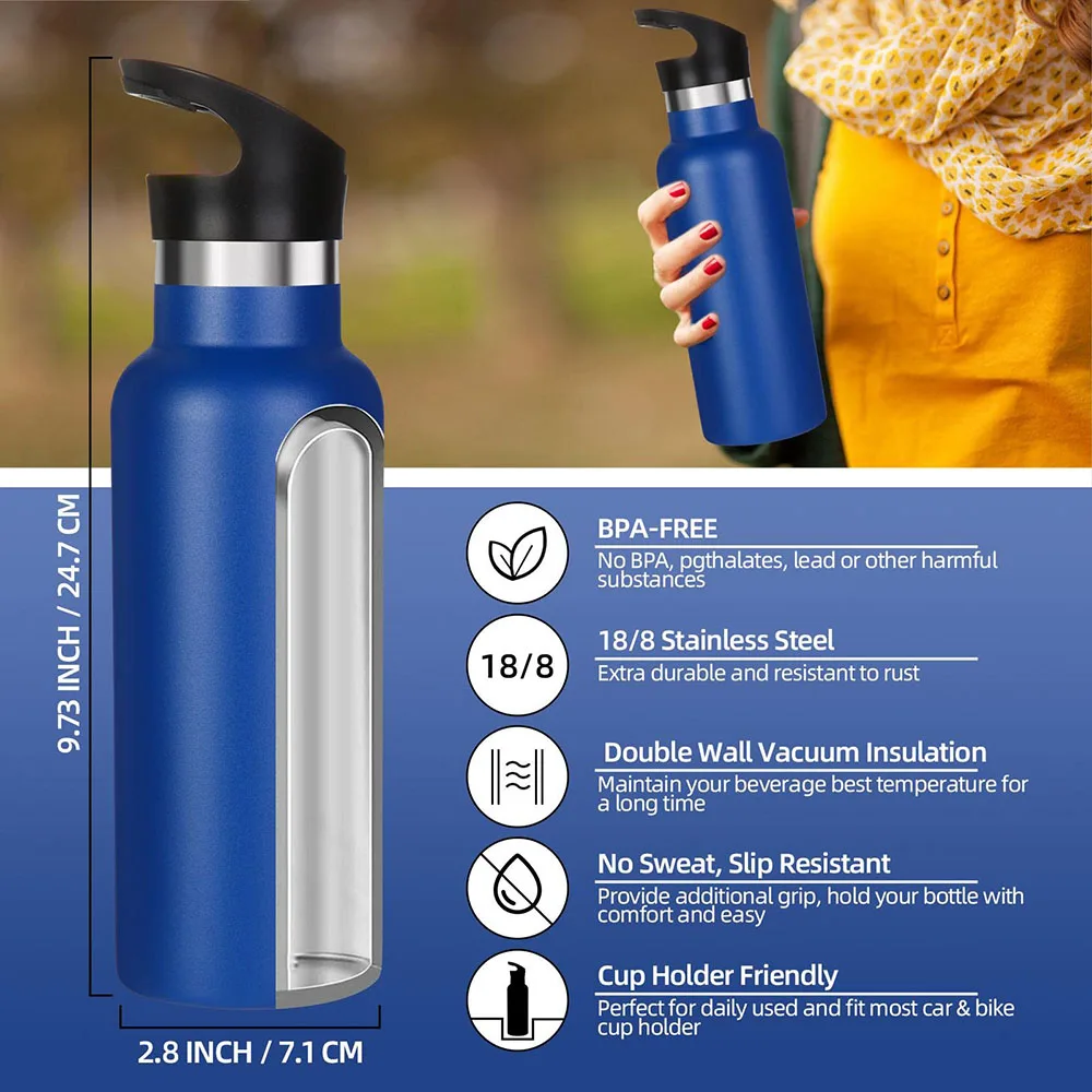Custom logo 500ml 600ml 750ml 1000ml Stainless Steel Sports Water Bottle
