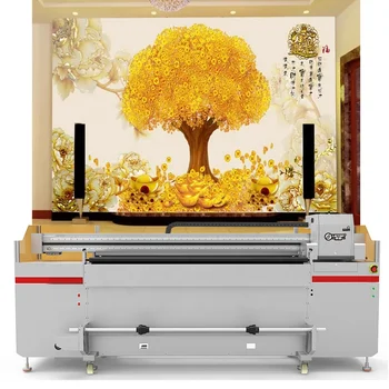 Outdoor Advertisement Automatic Inkjet Printers I3200 6 Printheads UV Hybrid Printer 1.8M With Table CMYK UV Printer Large