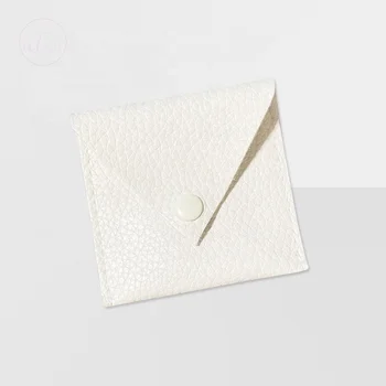 New Design PU Leather Envelope Jewelry Pouch With Button Luxury Leather Earring Jewelry Bag