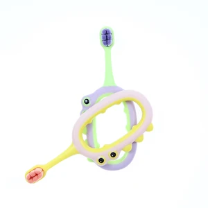 Dinosaur Baby Toothbrush High Quality Anti-slip Cute Round Grip Hot Selling Asia Oem Brand Name PET Box Packing Tooth Brush