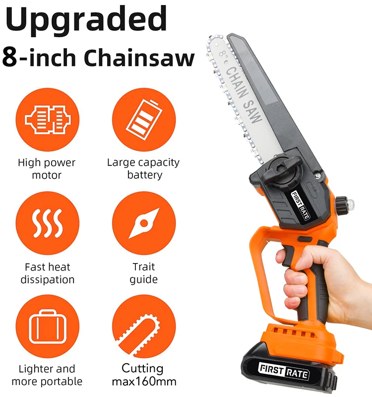 8 Inch Battery Lithium Chainsaw Portable Cordless Mini Electric ...