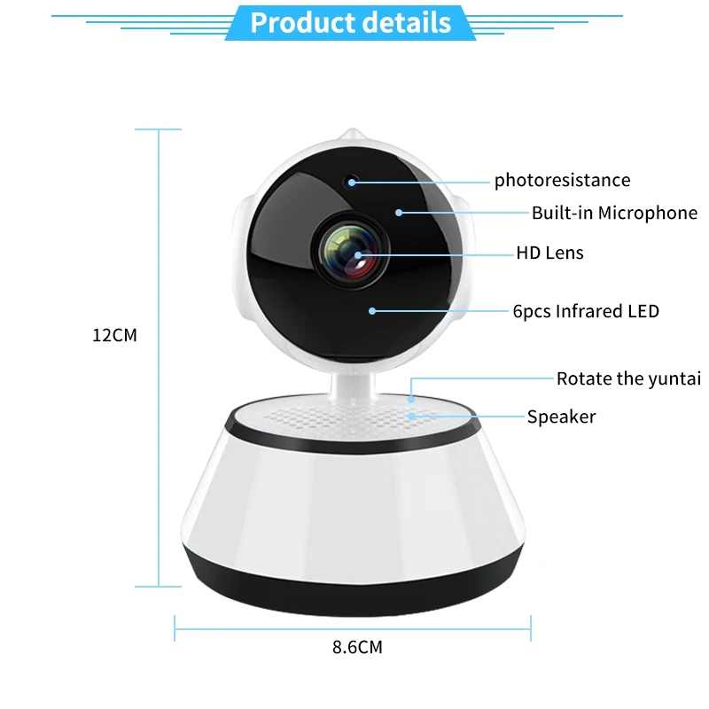V380 App Control Smart Home Appliance Auto Tracking Two Way Audio Mini WiFi Network Webcam IP CCTV PTZ Camera