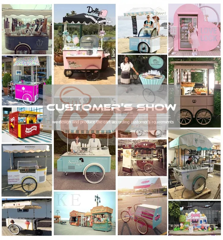 Wheel Electric Tricycle Ice Cream Bike Street Mobile Ice Cream Cart For Sale With Umbrella