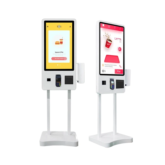 Restaurant Pager System Self Ordering Touch LCD Kiosk With NFC Pos Card Reader Function