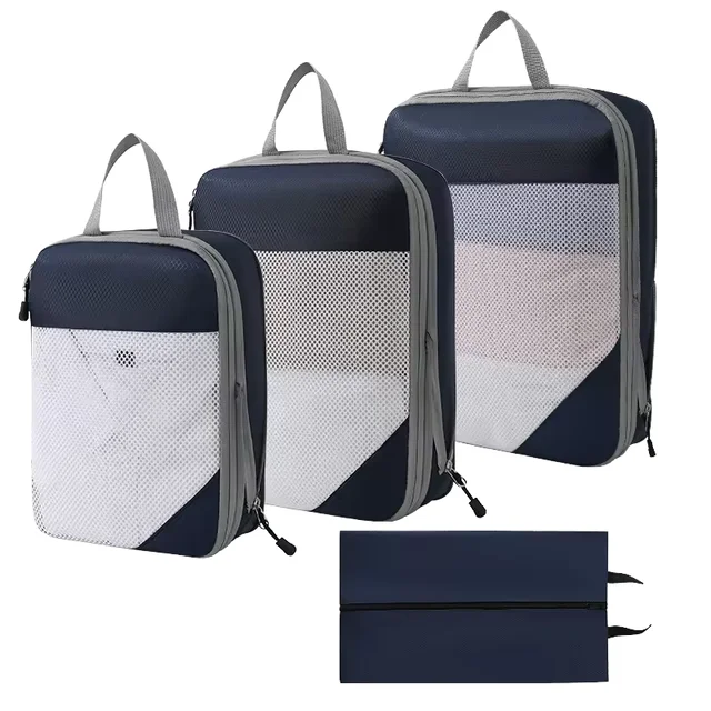 Huacai Custom Travel Compression Packing Cubes for Travel Compressible Lightweight Organizer Storage Foldable Travel Bag Sets