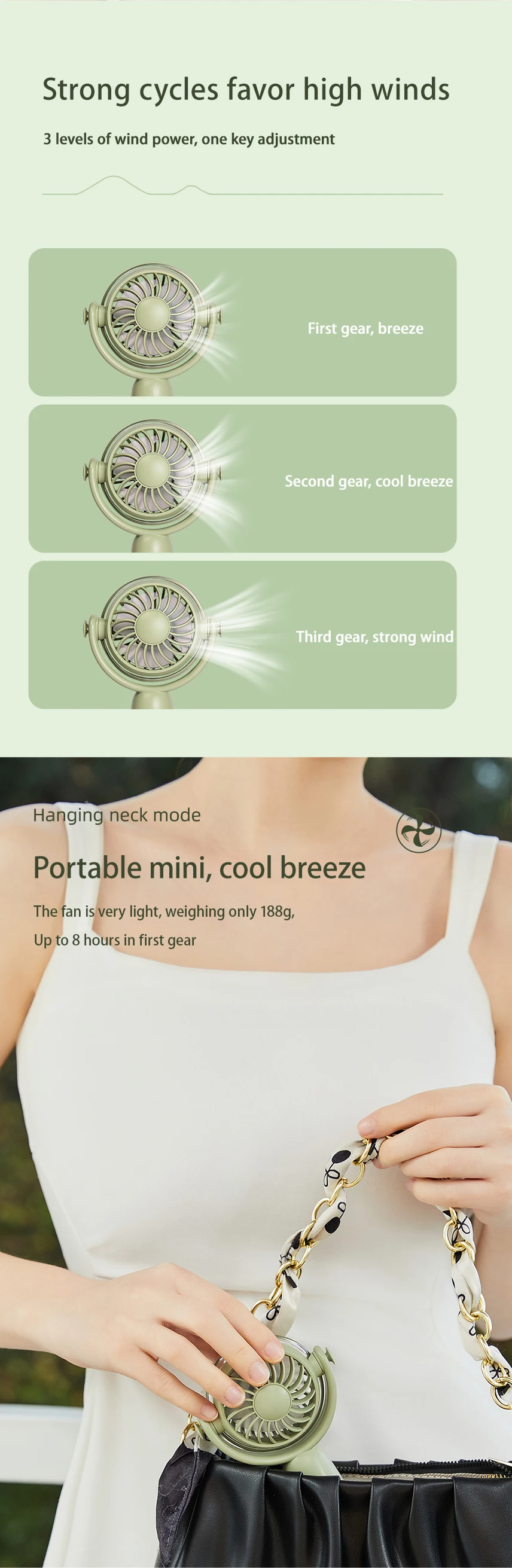 Fashion Neck Fan, Portable, 5, Battery - detail 10