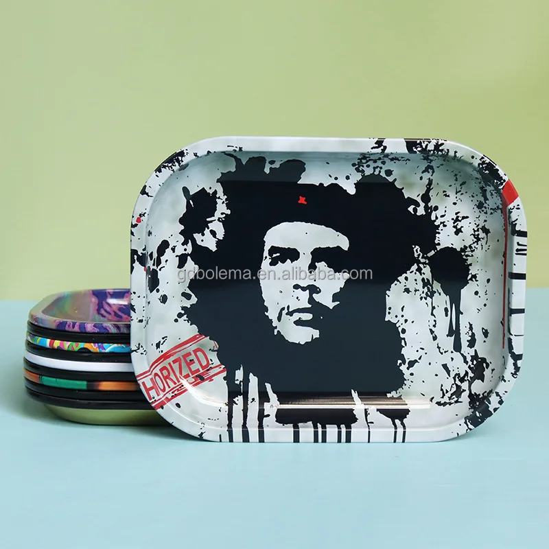 Custom Logo Rolling Tray Metal Smoking Serving Tray With