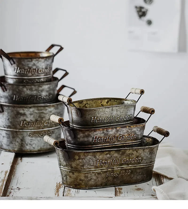 Photography Props Home Decoration Vintage Metal Storage Trays Bread