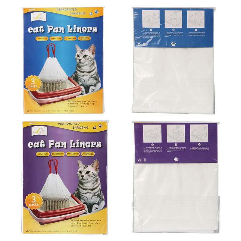 Maca Scented Pan Box Liners acima do cordão enorme limpo fácil, sacos para gatos do animal de estimação