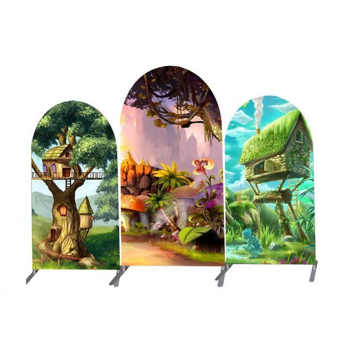 Простой в сборке алюминиевый трубчатый каркас из полиэстерной ткани круглый арочный фон для вечеринки