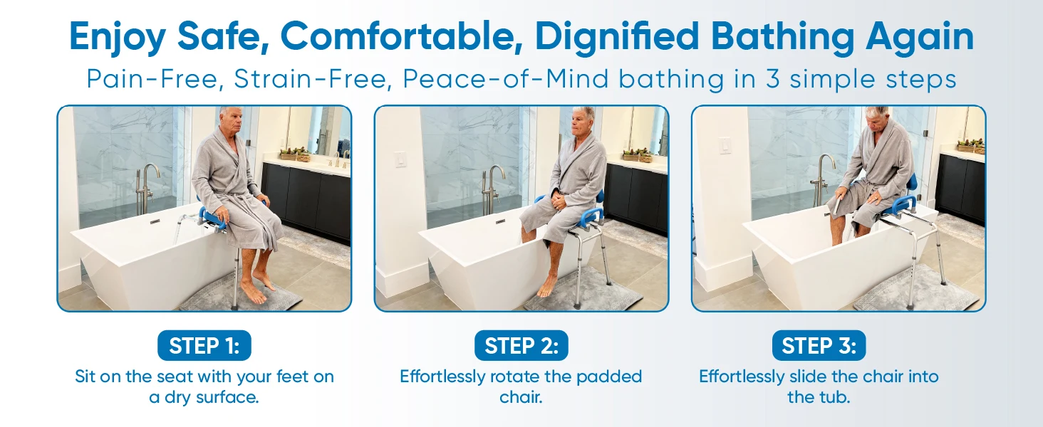 product 360 sliding swivel heavy duty shower chair with arms for elderly rolling medical shower chair for handicap removable back-4
