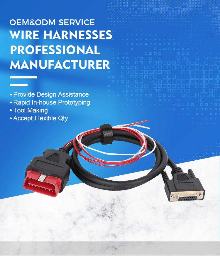 product 16pin male  to  db15p female  with wire harness obd2 db 15 cable for vga interface diagnostic diy programming-2