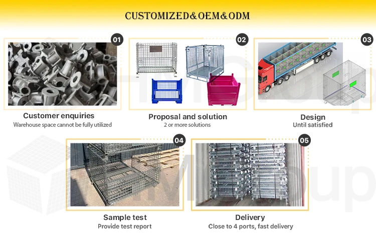 Factory Direct Stacking Zinc Plated Foldable Metal Wire Storage Roll Box Pallets Factory Direct Stacking Zinc Plated Foldable Metal Wire Storage Roll Box Pallets