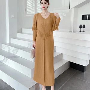 New Fringed Pleated Dress Manufacturer - Wholesale High-end Solid-color Ladies Oversized Dress