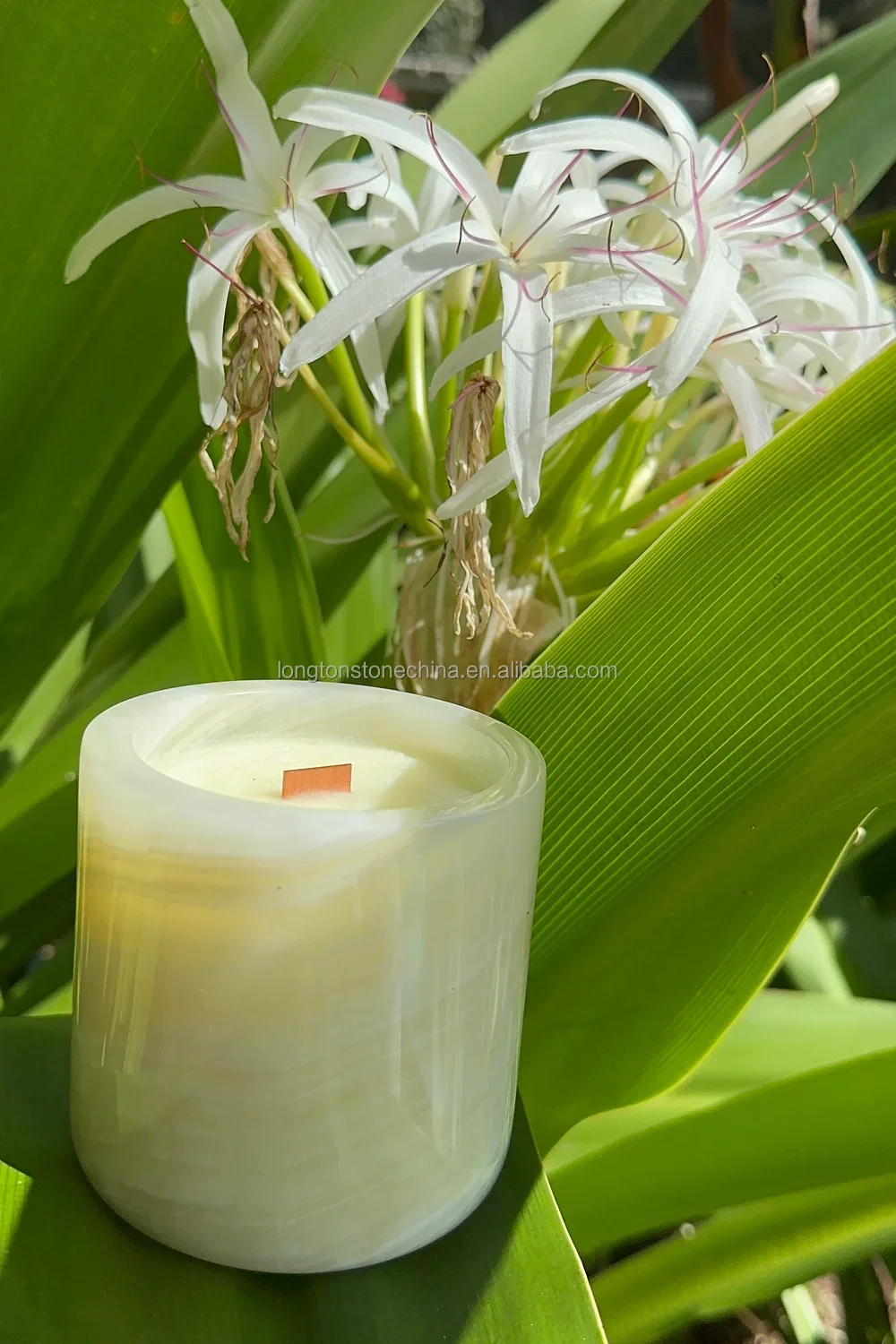 Wholesale Onyx Marble Candle Jar Holder Candle Vessels With Lid Home