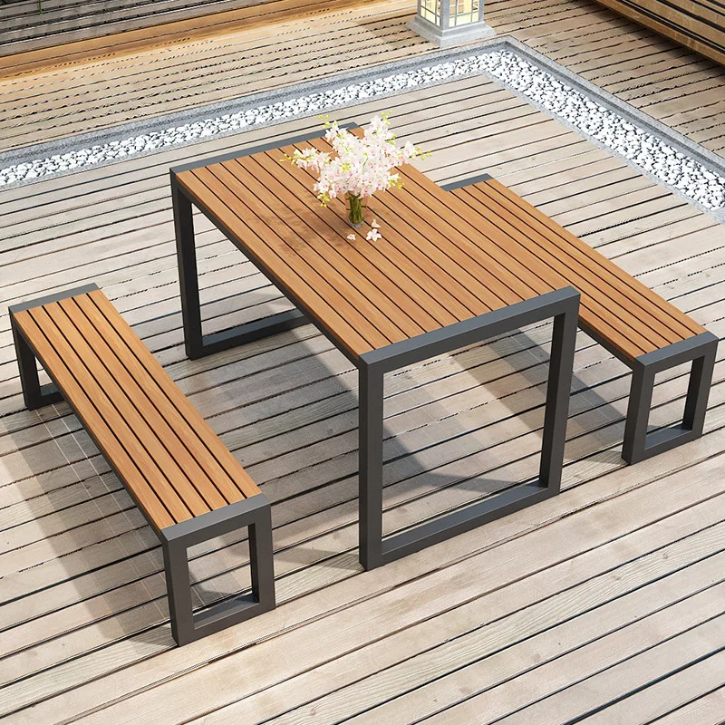 Jxt Plastic Wood Outdoor Tables And Chairs Garden Terrace Negotiation Tables And Chairs Iron
