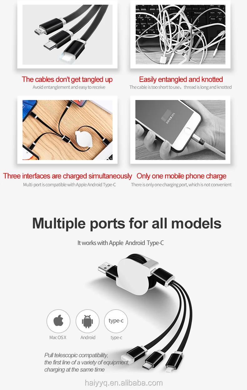 OEM ODM magnetic fast charging luminous l 3 in 1 charger 3-in-1 usb cable - ANKUX.COM