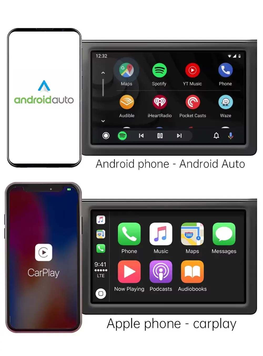 Laudtec Zjq18 2 In 1 Mini Usb Wireless Carplay Adapter Plug And Play Ai Box Display Universal 2-In-1 For Apple Android Auto factory