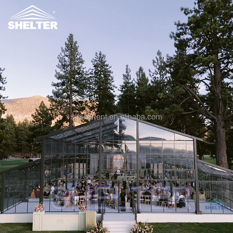 Large Clear Frame Wed Tent Canopy Venue Structure Marquee Party Glass Wall Atrium Event Wedding Commercial Tents for Events